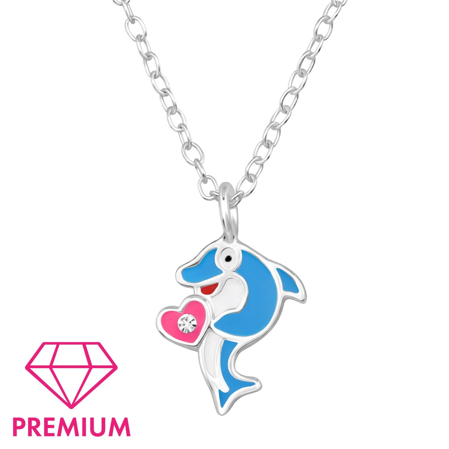 Kinder Halskette Delfin Herz aus 925 Silber