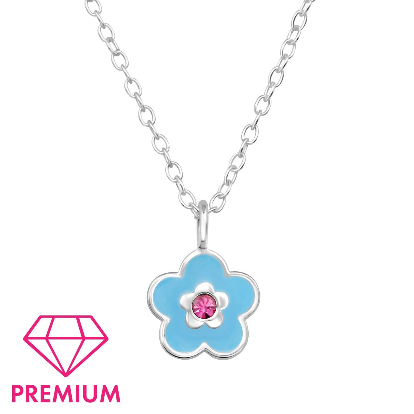 Kinder Halskette Blumen aus 925 Silber