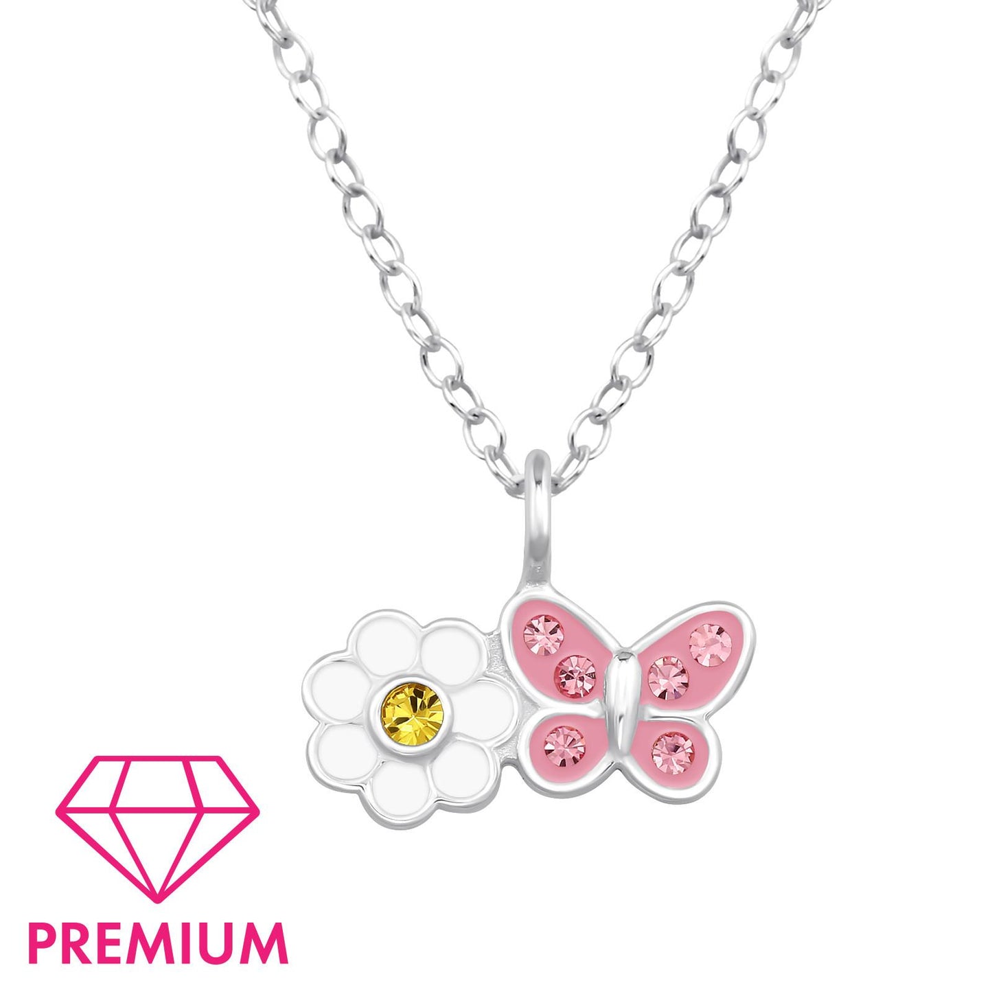 Kinder Halskette Gänseblume aus 925 Silber