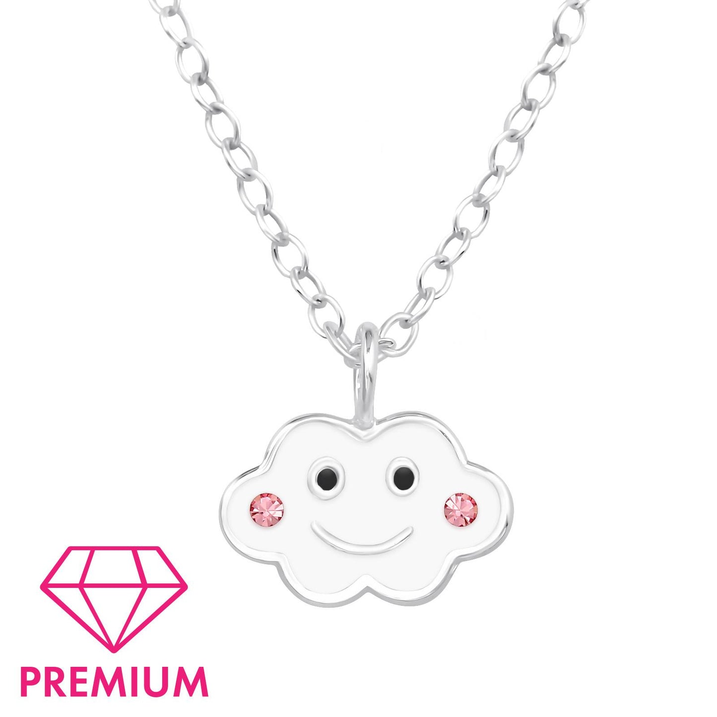 Kinder Halskette Wolken Smiley aus 925 Silber