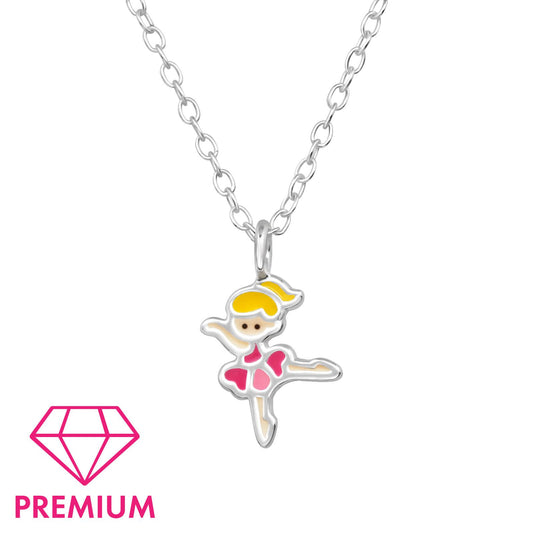 Kinderketting met ballerina-motief, gemaakt van 925 zilver.