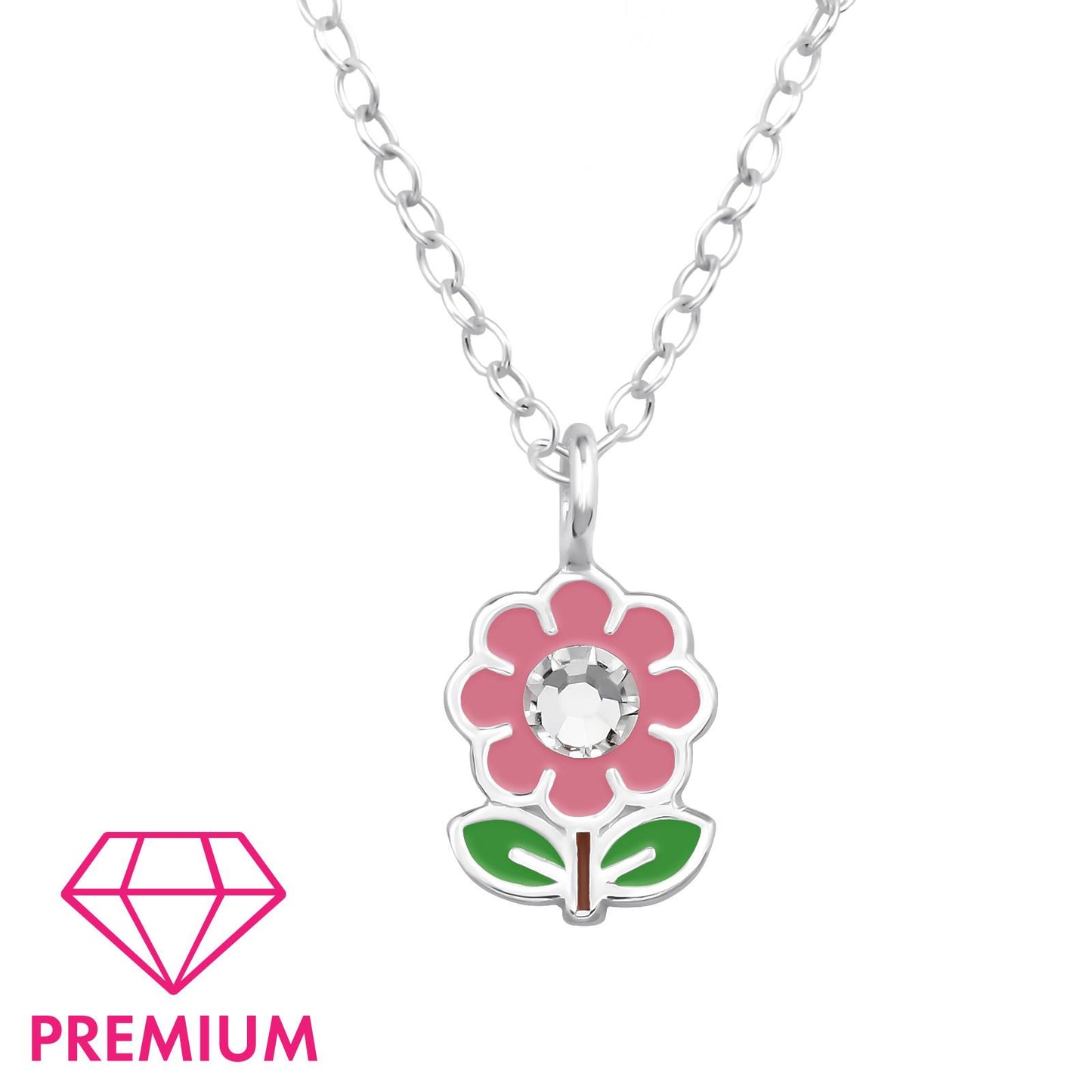 Kinder Halskette Blumen aus 925 Silber