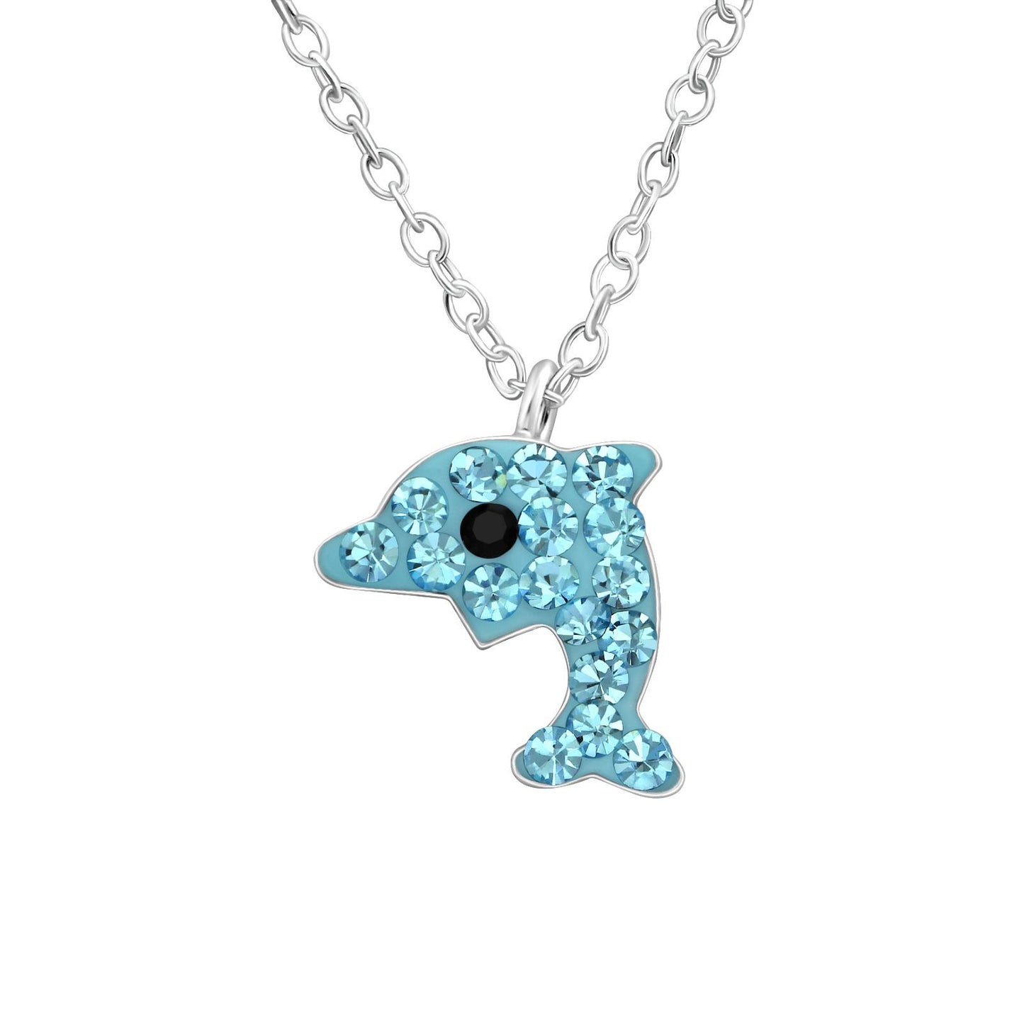 Kinderhalsketting met dolfijnmotief, gemaakt van 925 zilver.