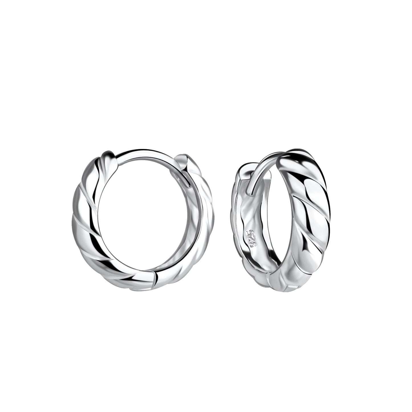 Kinder Ohrringe 13mm Gedrehte Huggie aus 925 Silber