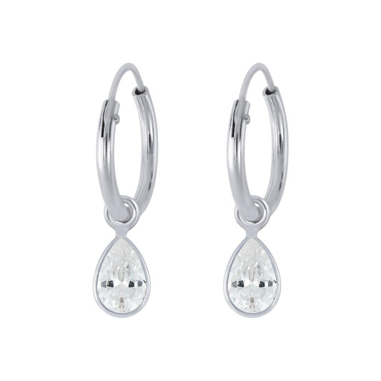 Kinder Creolen 4x6mm Zirkonia aus 925 Silber