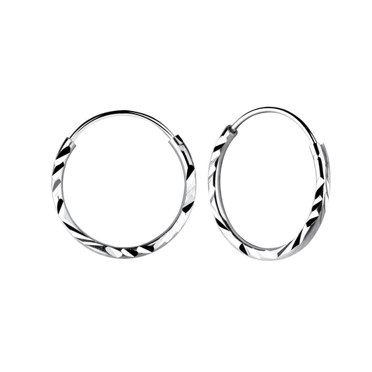 Kinder Creolen 16mm Diamond Cut aus 925 Silber