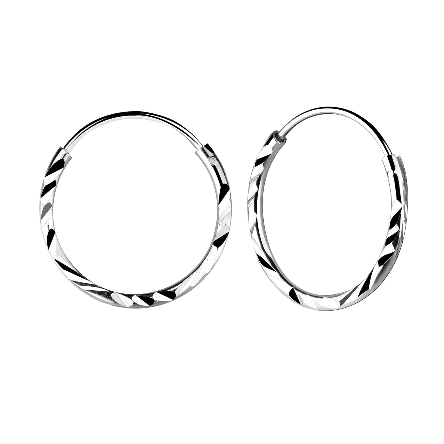 Kinder Creolen 18mm Diamond Cut aus 925 Silber