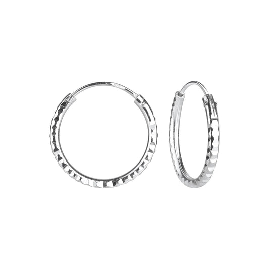 Kinder Creolen 16mm Diamond Cut aus 925 Silber