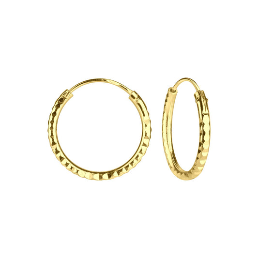 Kinder Creolen 16mm Diamond Cut aus 925 Silber