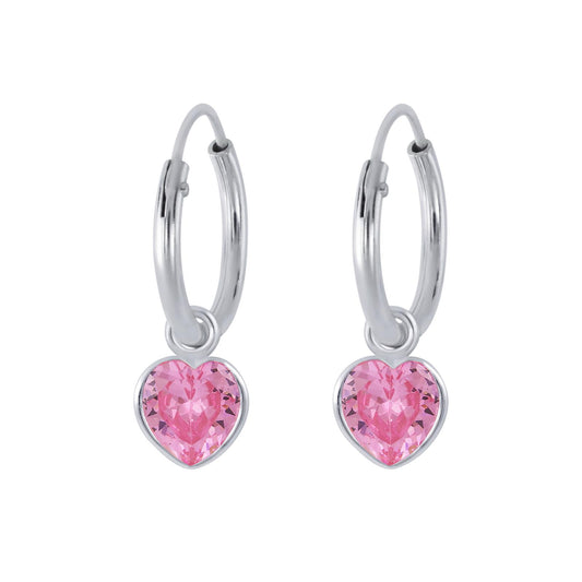 Mädchen Creolen 4mm Herz Zirkonia aus 925 Silber