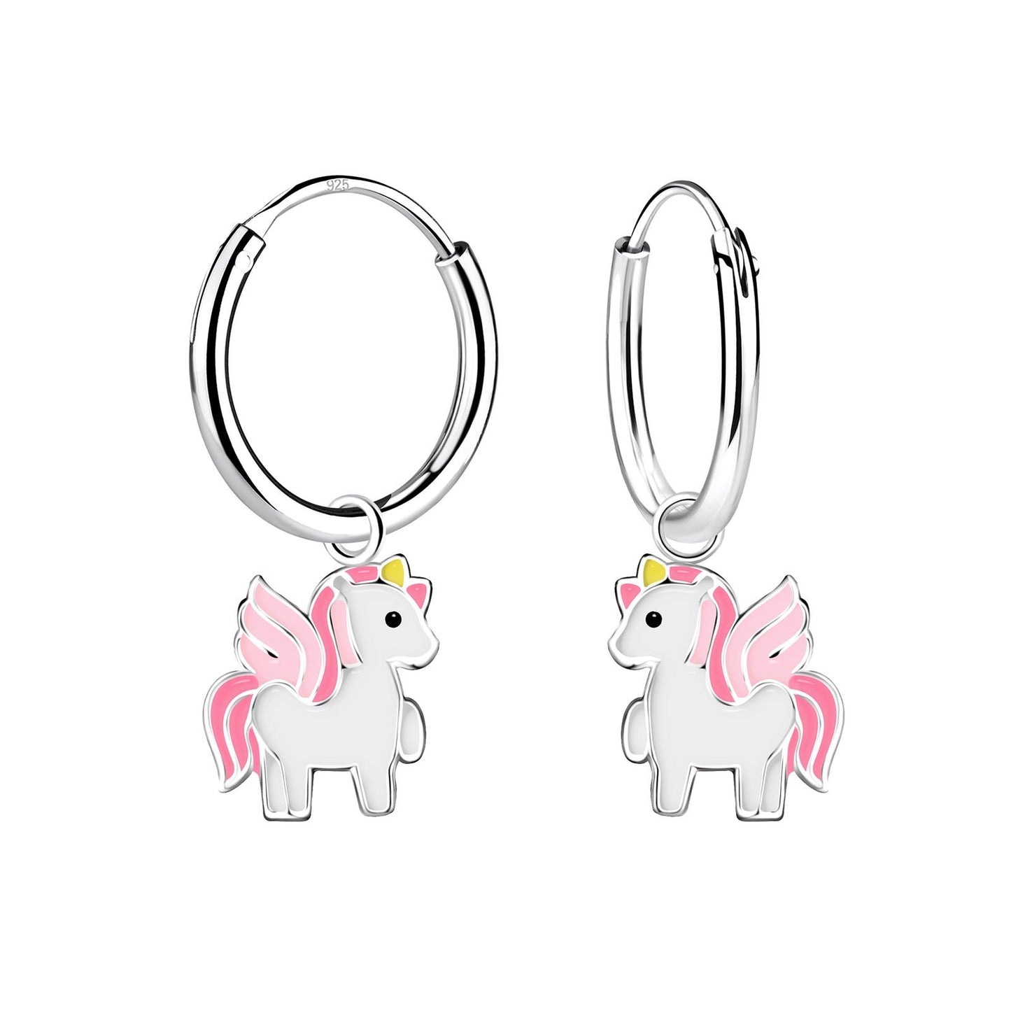 Mädchen Creolen Einhorn aus 925 Silber