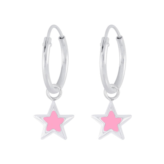 Girls' star hoop earrings made of 925 silver