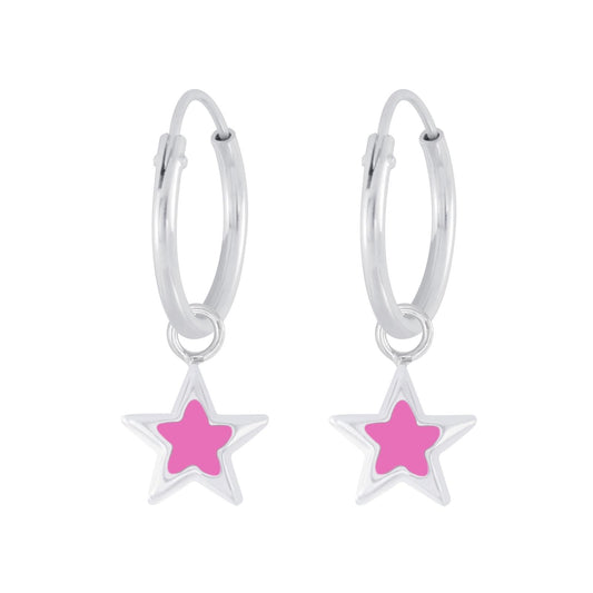 Girls' star hoop earrings made of 925 silver