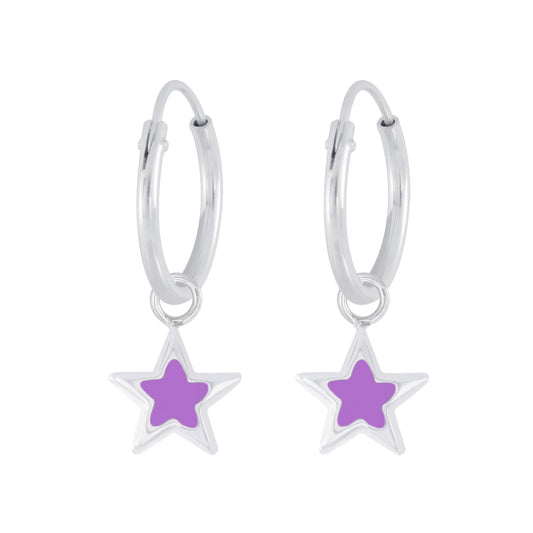 Girls' star hoop earrings made of 925 silver