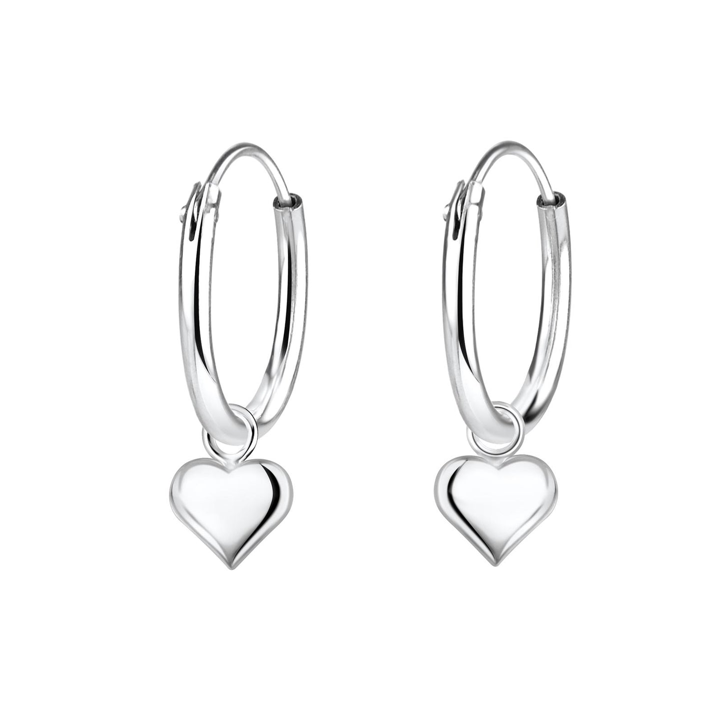 Girls' heart-shaped hoop earrings made of 925 silver