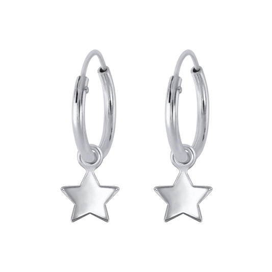 Girls' star hoop earrings made of 925 silver