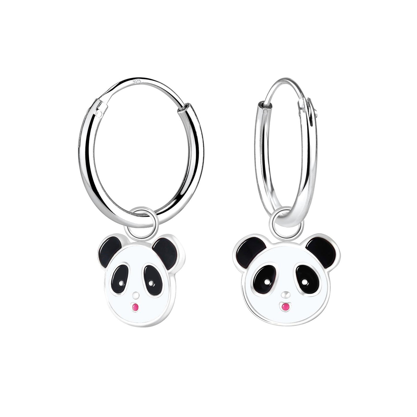 Kinder Creolen Panda aus 925 Silber