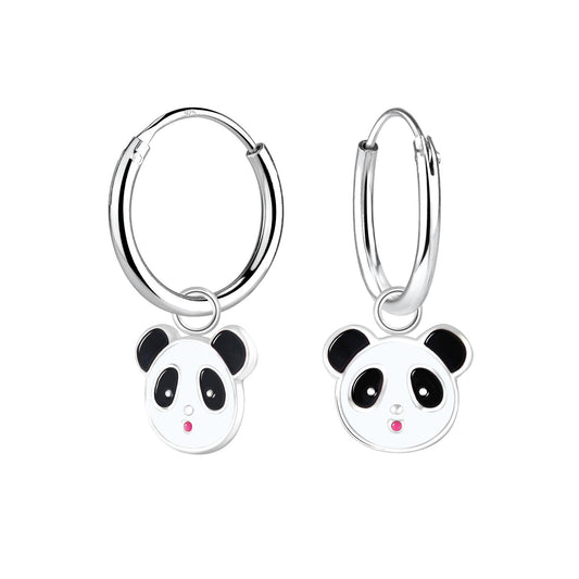 Kinder Creolen Panda aus 925 Silber