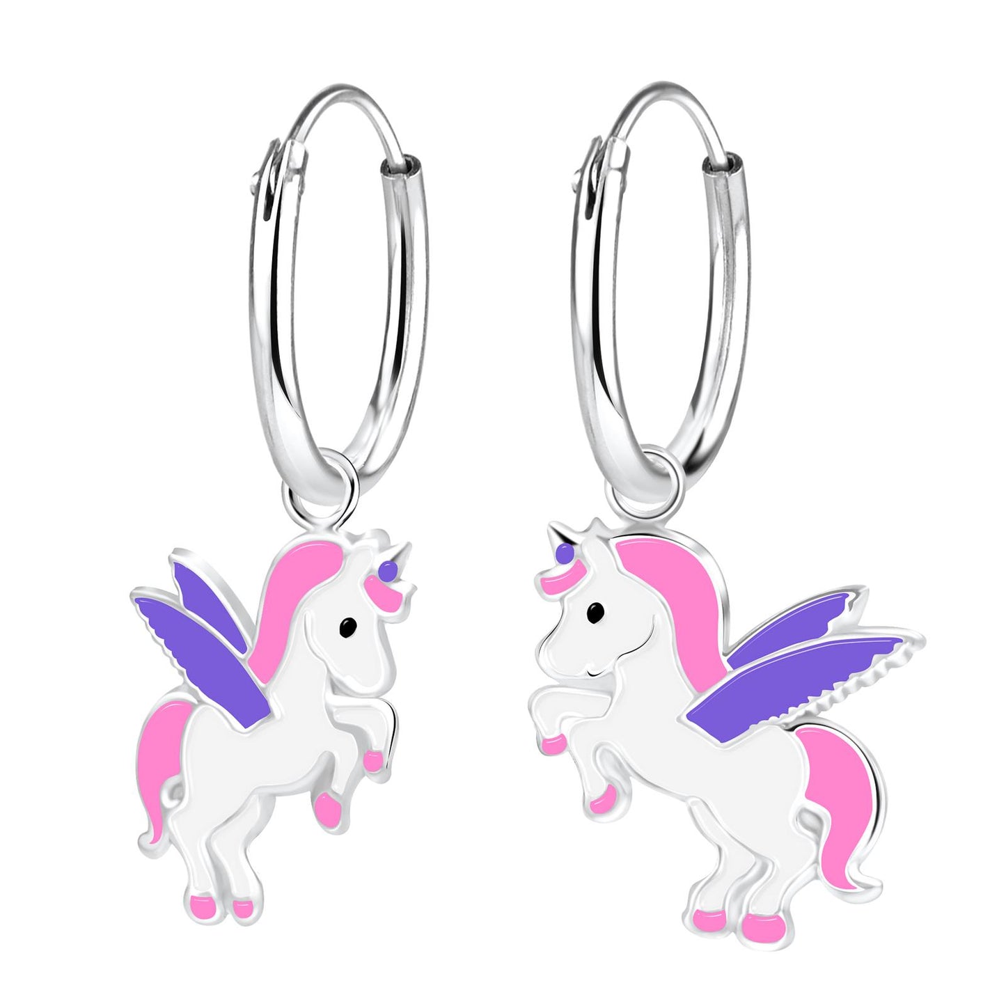 Mädchen Creolen Einhorn aus 925 Silber