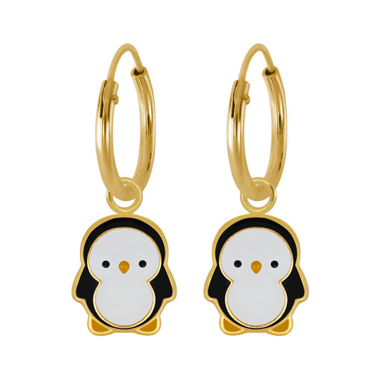 Kinder Creolen Pinguin aus 925 Silber