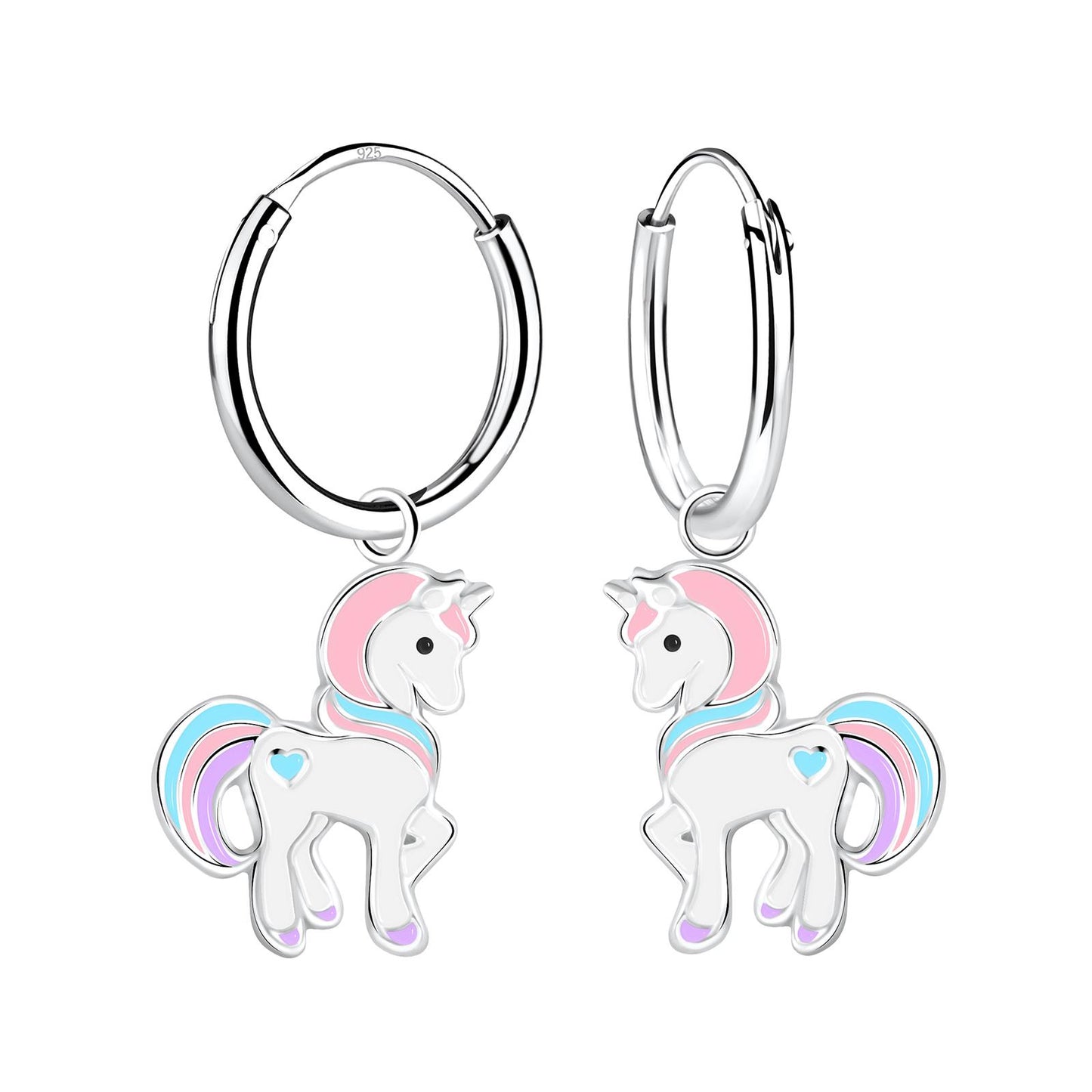 Mädchen Creolen Einhorn aus 925 Silber