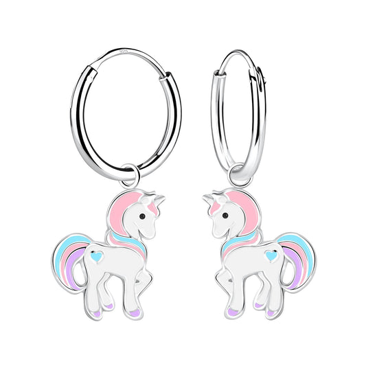 Mädchen Creolen Einhorn aus 925 Silber