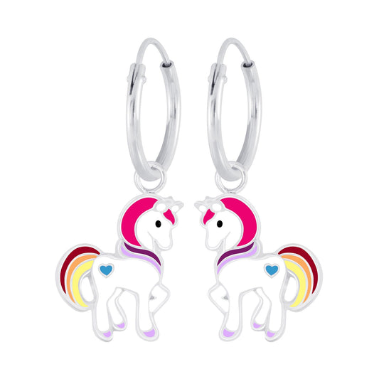 Mädchen Creolen Einhorn aus 925 Silber