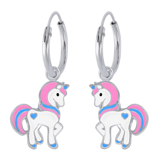 Mädchen Creolen Einhorn aus 925 Silber
