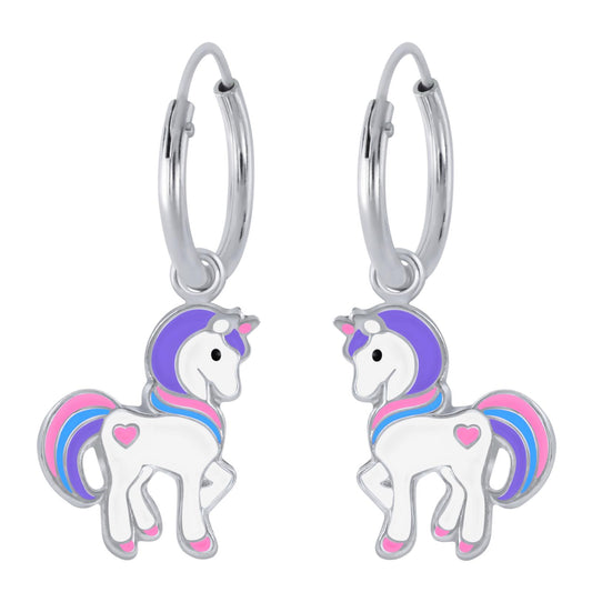 Mädchen Creolen Einhorn aus 925 Silber