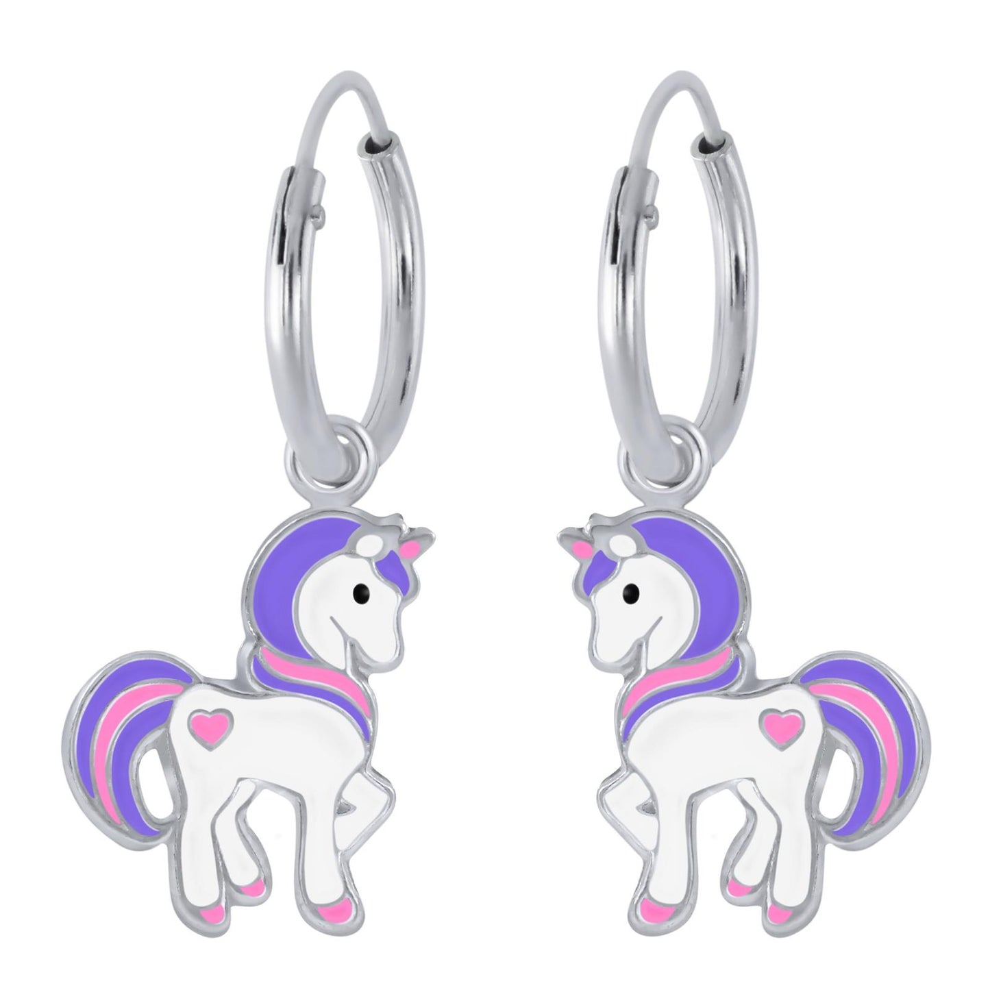 Mädchen Creolen Einhorn aus 925 Silber
