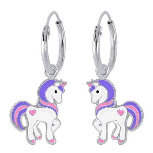 Mädchen Creolen Einhorn aus 925 Silber