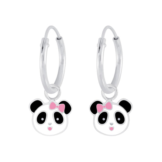 Kinder Creolen Panda aus 925 Silber