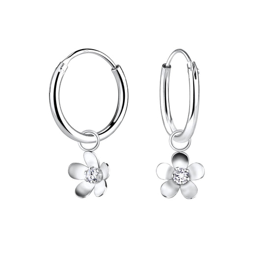 Oorbellen met bloemen voor meisjes, gemaakt van 925 zilver.