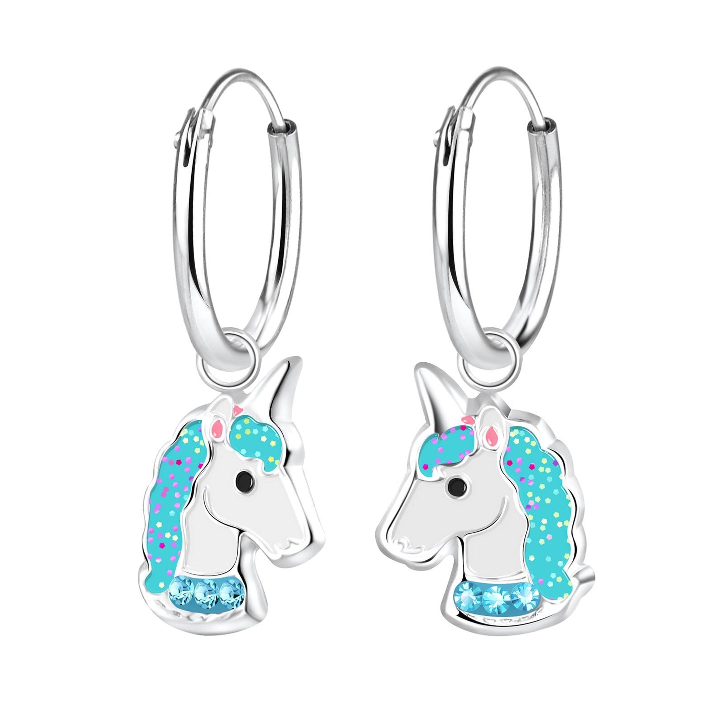 Mädchen Creolen Einhorn aus 925 Silber