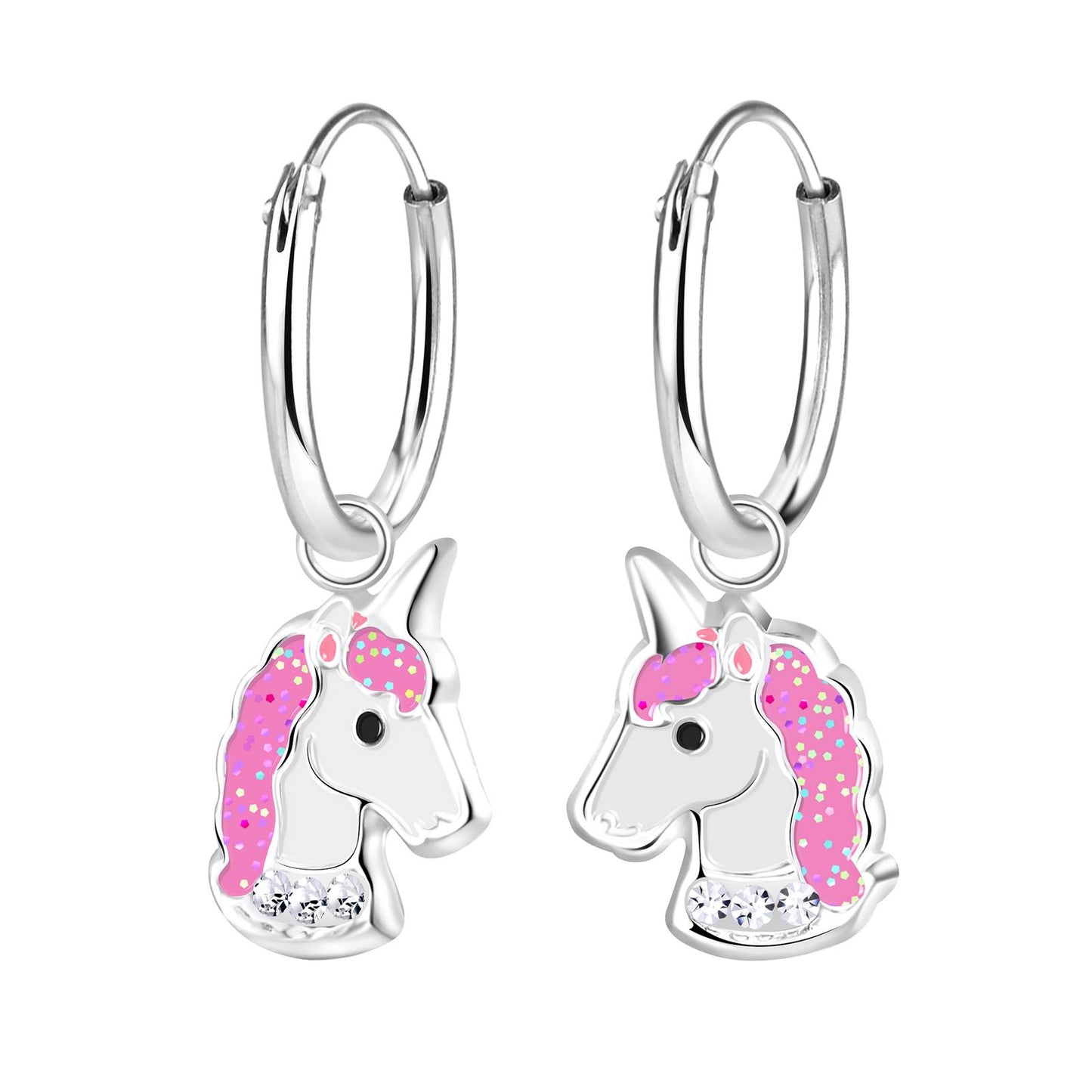 Mädchen Creolen Einhorn aus 925 Silber