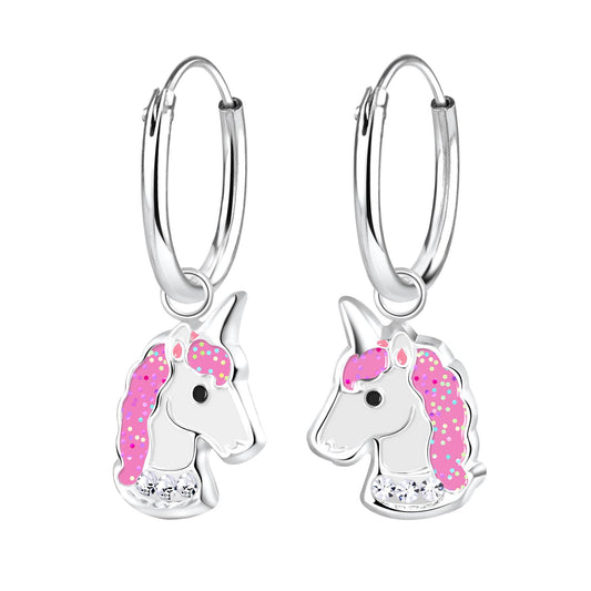 Mädchen Creolen Einhorn aus 925 Silber