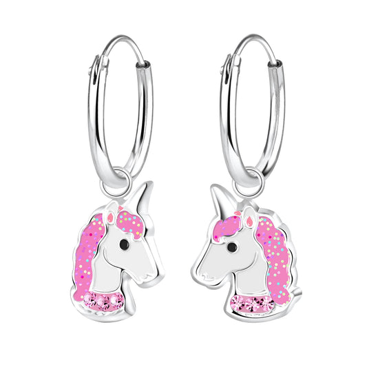 Mädchen Creolen Einhorn aus 925 Silber