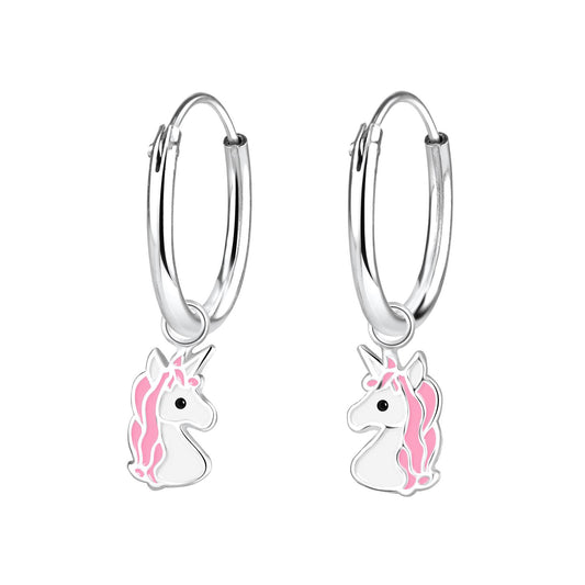 Mädchen Creolen Einhorn aus 925 Silber