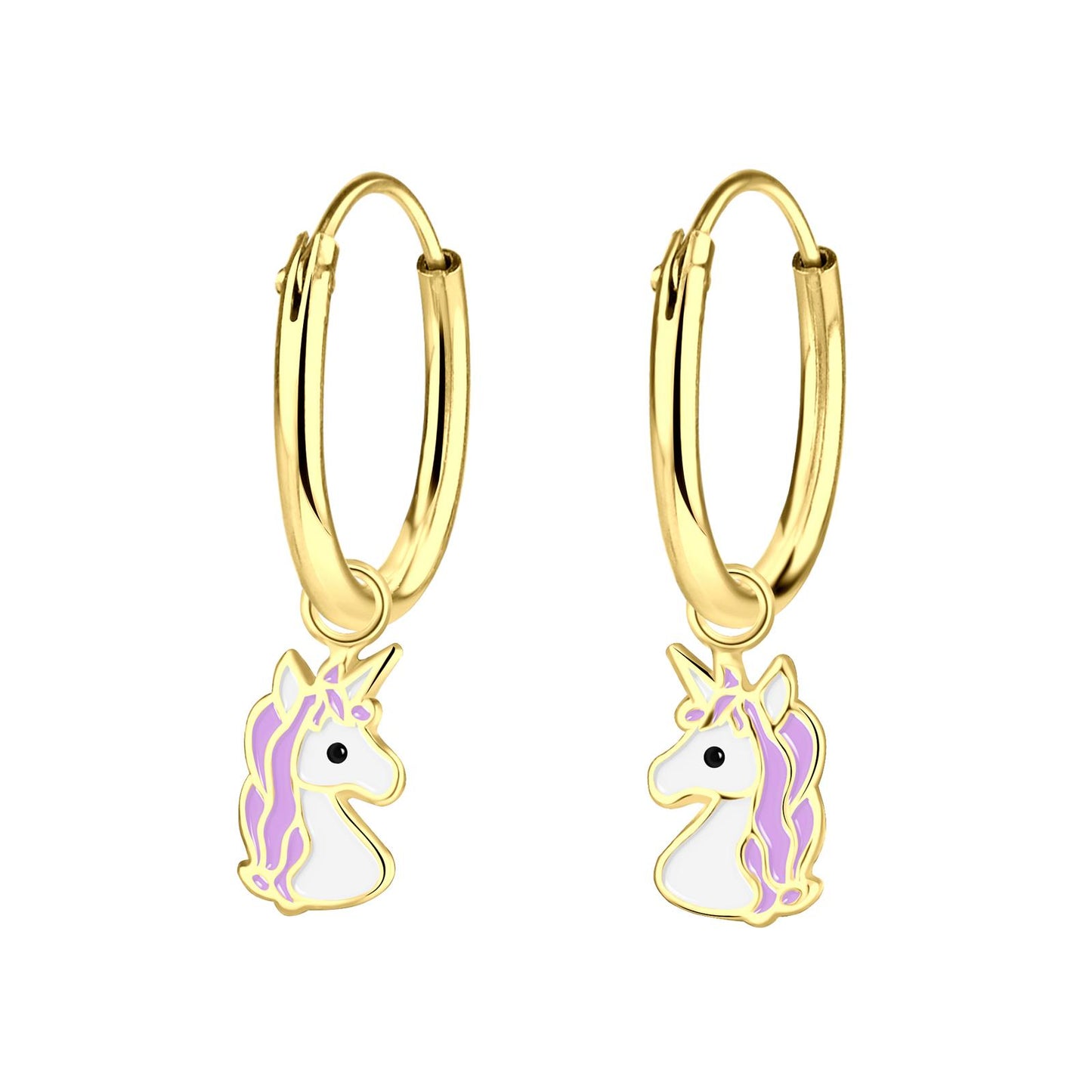 Girls' Unicorn Hoop Earrings in 925 Sterling Silver