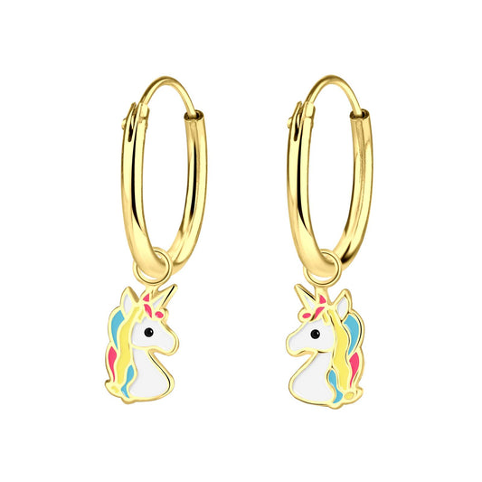 Mädchen Creolen Einhorn aus 925 Silber