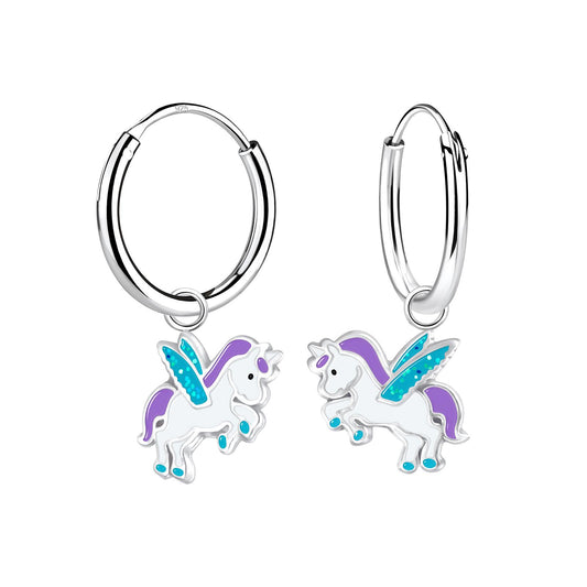 Mädchen Creolen Einhorn aus 925 Silber