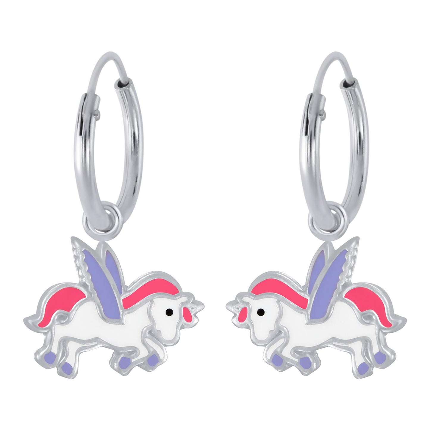 Mädchen Creolen Einhorn aus 925 Silber