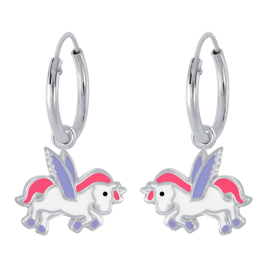 Mädchen Creolen Einhorn aus 925 Silber