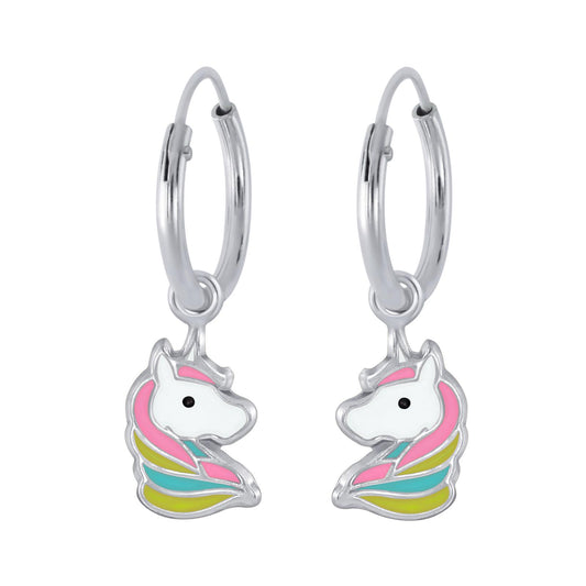 Mädchen Creolen Einhorn aus 925 Silber
