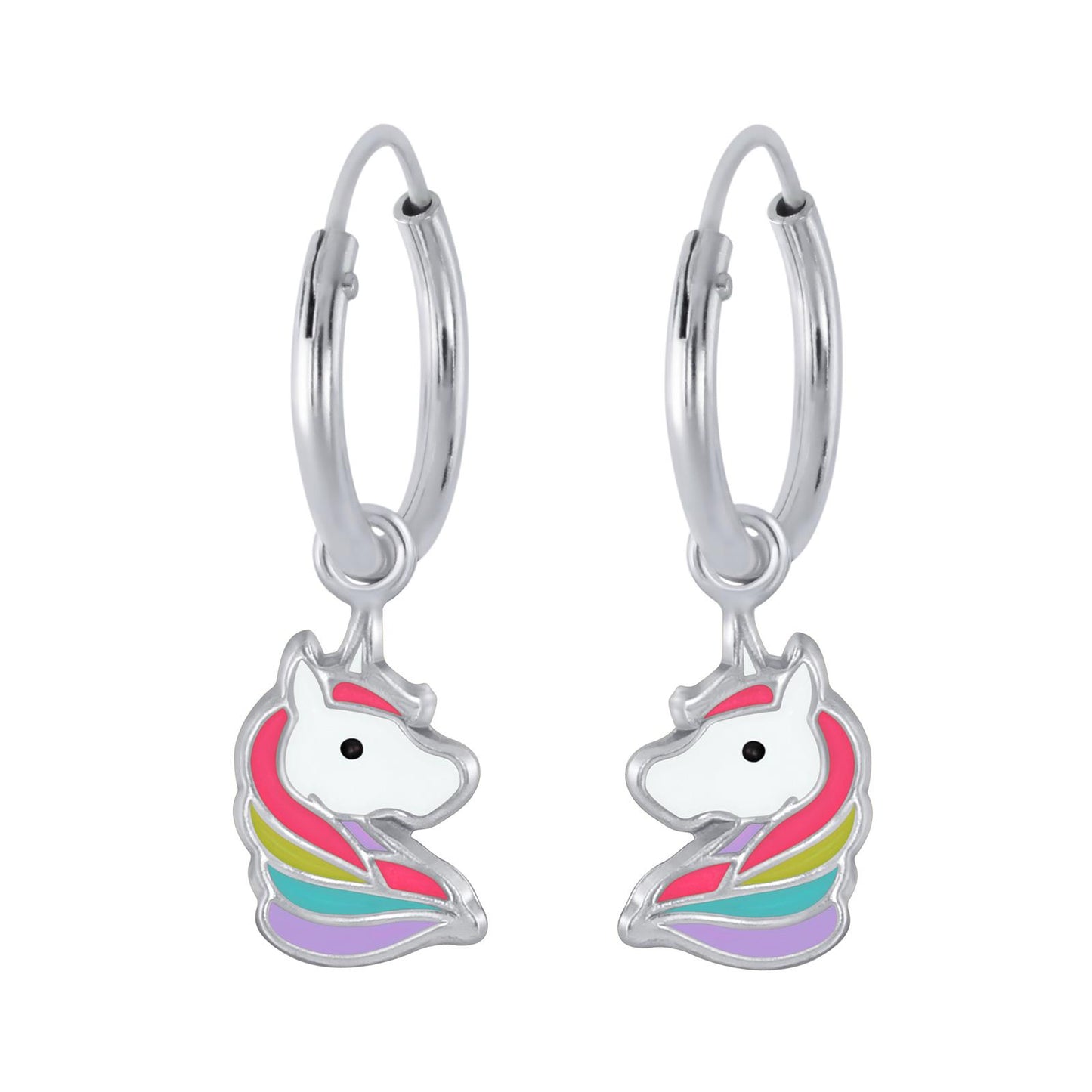 Girls' unicorn hoop earrings made of 925 silver