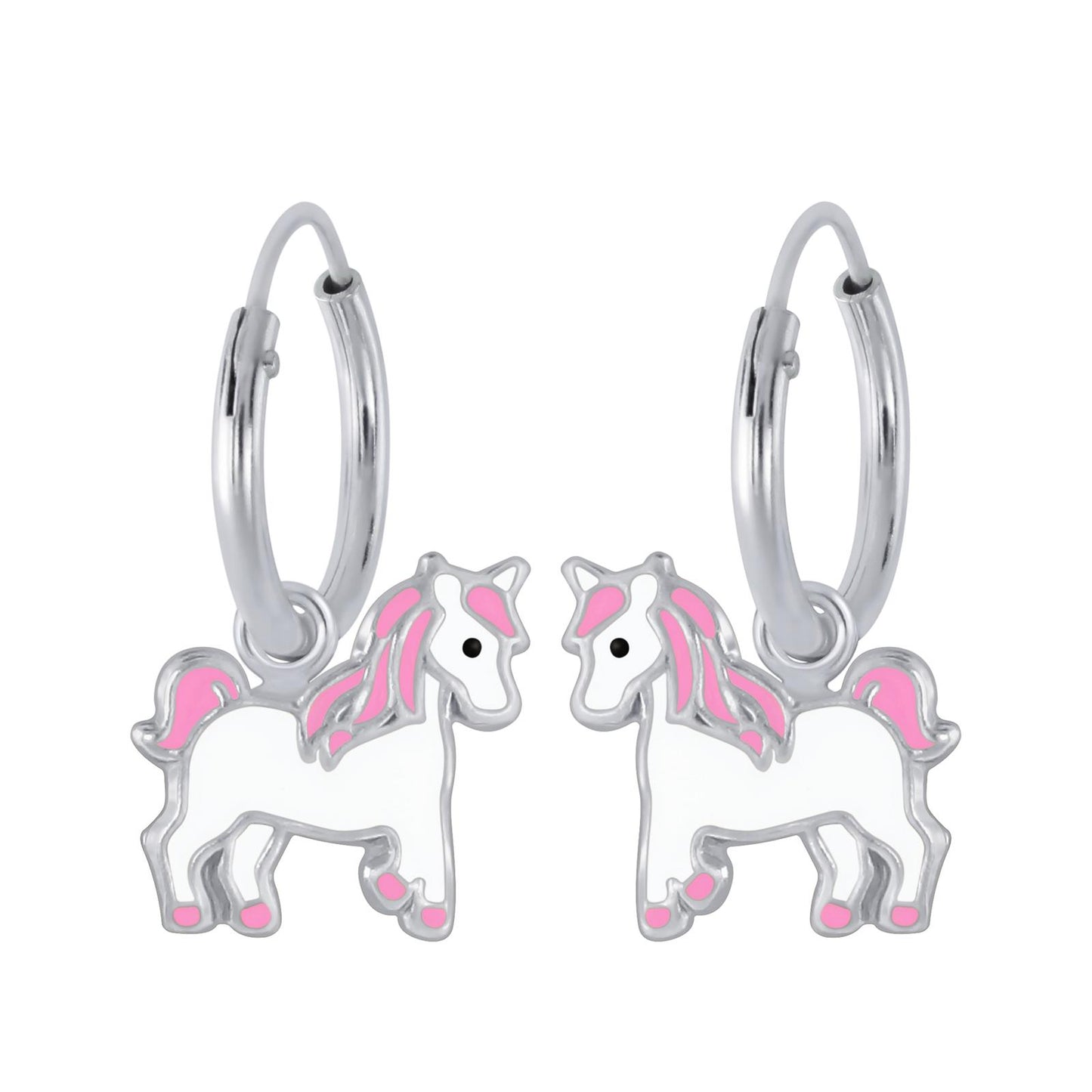 Girls' Unicorn Hoop Earrings in 925 Sterling Silver