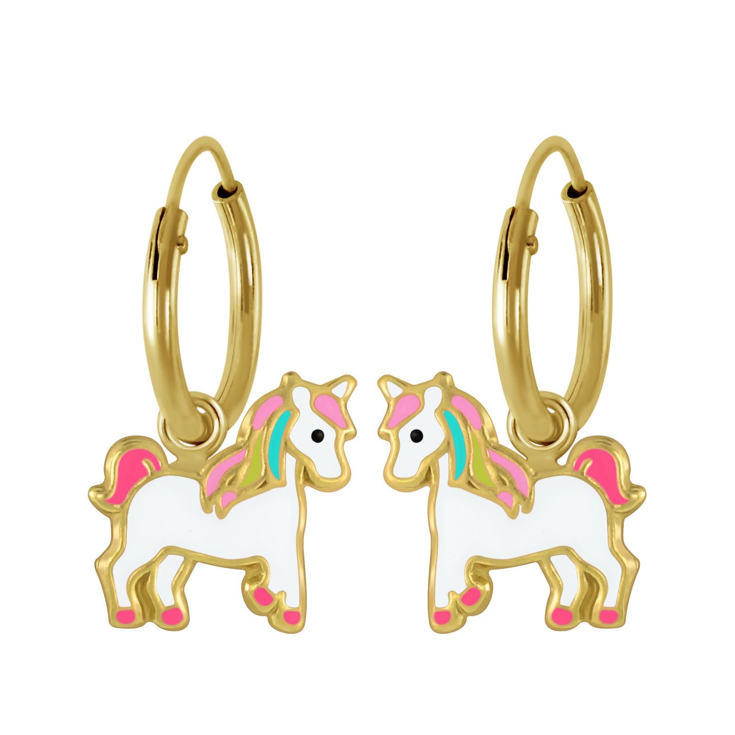 Mädchen Creolen Einhorn aus 925 Silber