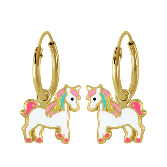 Mädchen Creolen Einhorn aus 925 Silber