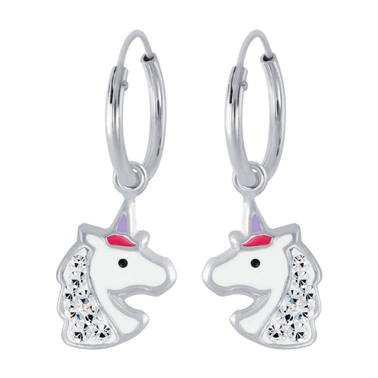 Mädchen Creolen Einhorn aus 925 Silber