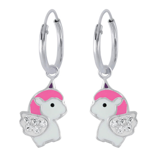 Mädchen Creolen Einhorn aus 925 Silber
